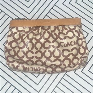 Coach Signature Brown and Cream Pouch